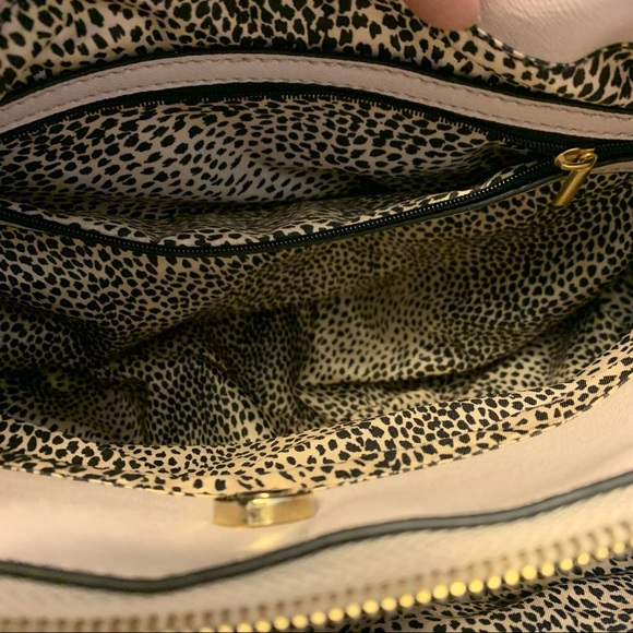 BLUSH PINK purse with rope trim and rope trim strap. Beautiful leopard interior. - Picture 9 of 16